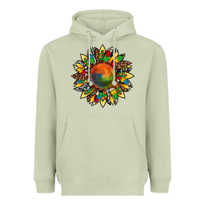 Autism Awareness Cowhide Leopard Sunflower Heavyweight Hoodie by Artiststas | Teevron