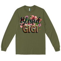Army Green flowers blessed gigi Long Sleeve Tee - Zillion Design Studio