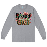 Heather Grey flowers blessed gigi Long Sleeve Tee - Zillion Design Studio