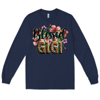 Navy flowers blessed gigi Long Sleeve Tee - Zillion Design Studio