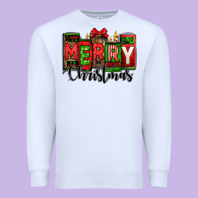 Merry Christmas License Plate Letters Premium Sweatshirt Designed By Jasminsmagicworld