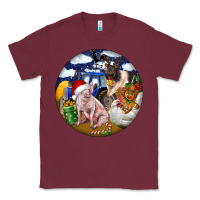 Burgundy Farm And Pig Classic Tee - FaDigitalArtStudio