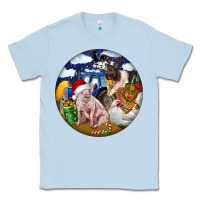Dusty Blue Farm And Pig Classic Tee - FaDigitalArtStudio