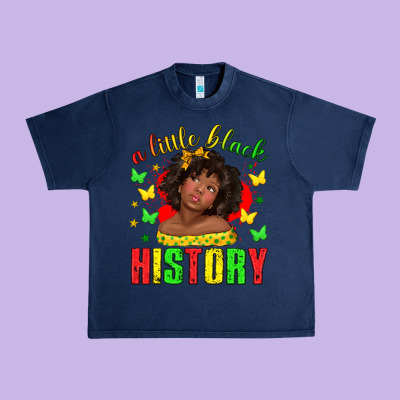 Urban Heavy Tee a little black history with girl juneteenth
