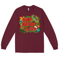 Burgundy one merry teacher Long Sleeve Tee - texasbilliewilder