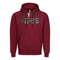 Burgundy tired mom vibes Zipper Hoodie - CowhideDigitalArt