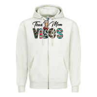 Oatmeal Heather tired mom vibes Zipper Hoodie - CowhideDigitalArt