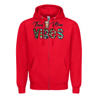 Red tired mom vibes Zipper Hoodie - CowhideDigitalArt
