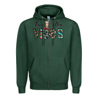 Sports Green tired mom vibes Zipper Hoodie - CowhideDigitalArt