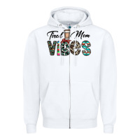 White tired mom vibes Zipper Hoodie - CowhideDigitalArt