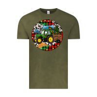 Vintage Olive Christmas Farm Tractor Vintage Tee - RanaPortraitStore