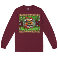 Burgundy Christmas school bus Long Sleeve Tee - texasbilliewilder