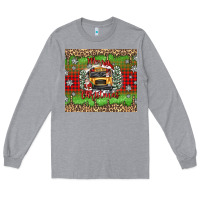 Heather Grey Christmas school bus Long Sleeve Tee - texasbilliewilder