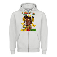 Dove Grey little miss juneteenth Zipper Hoodie - HRA Design Shop