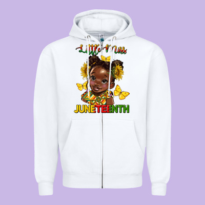Little Miss Juneteenth Zipper Hoodie Designed By Hra Design Shop