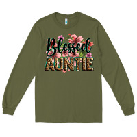 Army Green flowers blessed auntie Long Sleeve Tee - Zillion Design Studio