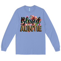 Colony Blue flowers blessed auntie Long Sleeve Tee - Zillion Design Studio