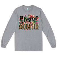 Heather Grey flowers blessed auntie Long Sleeve Tee - Zillion Design Studio