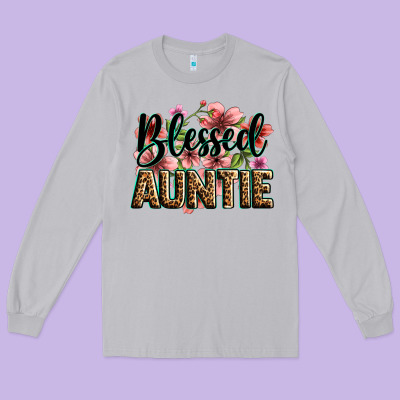 Flowers Blessed Auntie Long Sleeve Tee Designed By Zillion Design Studio