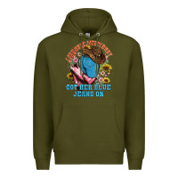 Army Green lord have mercy baby got her blue jeans on Premium Hoodie - NancyCooperArtShop