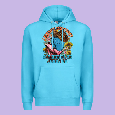 Lord Have Mercy Baby Got Her Blue Jeans On Premium Hoodie Designed By Nancycooperartshop