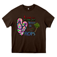 Chocolate Brown life is better İn flip flops Heavy Core Tee - CowhideDigitalArt