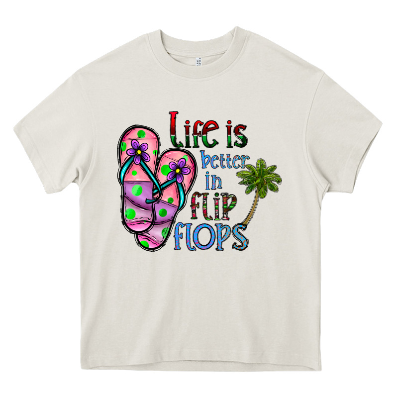 Life Is Better İn Flip Flops Heavy Core Tee by CowhideDigitalArt | Teevron