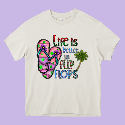 Life Is Better İn Flip Flops Heavy Core Tee Designed By Cowhidedigitalart