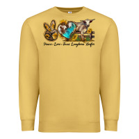 Antique Gold peace love longhorn heifer Premium Sweatshirt - LillyAllenDesigns