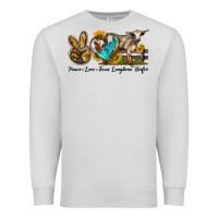 Dove Grey peace love longhorn heifer Premium Sweatshirt - LillyAllenDesigns
