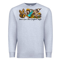 Heather Grey peace love longhorn heifer Premium Sweatshirt - LillyAllenDesigns
