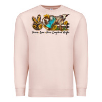 Pale Pink peace love longhorn heifer Premium Sweatshirt - LillyAllenDesigns