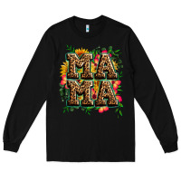Black floral leopard mama Long Sleeve Tee - Zillion Design Studio