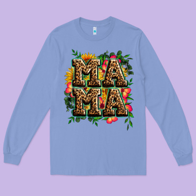 Floral Leopard Mama Long Sleeve Tee Designed By Zillion Design Studio
