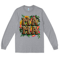 Heather Grey floral leopard mama Long Sleeve Tee - Zillion Design Studio
