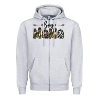 Heather Grey boy mama Zipper Hoodie - CowhideDigitalArt