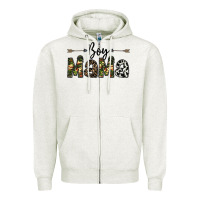 Oatmeal Heather boy mama Zipper Hoodie - CowhideDigitalArt