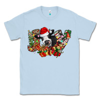 Dusty Blue Christmas Joy Cow Classic Tee - CowhideDigitalArt