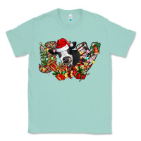 Seafoam Christmas Joy Cow Classic Tee - CowhideDigitalArt