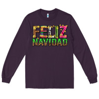 Plum feliz navidad with pattern Long Sleeve Tee - texasbilliewilder