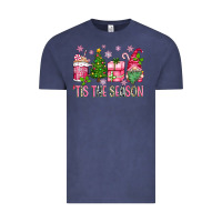 Vintage Denim pink christmas 'tis the season gnome Vintage Tee - Zillion Design Studio