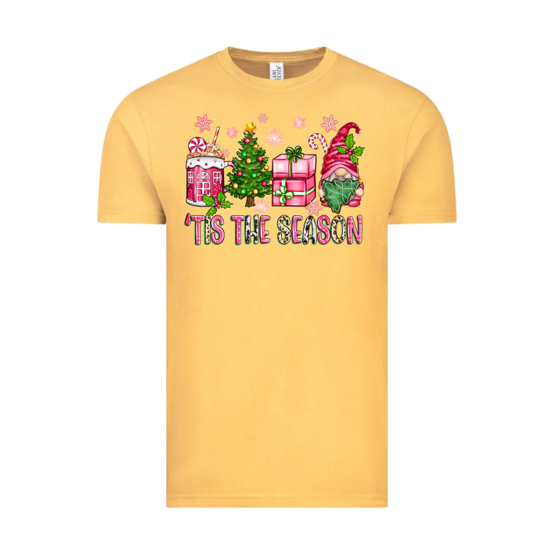 Pink Christmas 'tis The Season Gnome Vintage Tee by Zillion Design Studio | Teevron