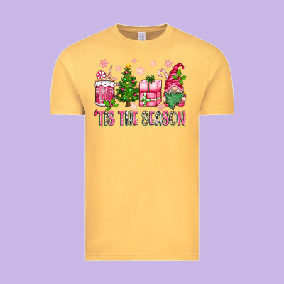 Pink Christmas 'tis The Season Gnome Vintage Tee Designed By Zillion Design Studio