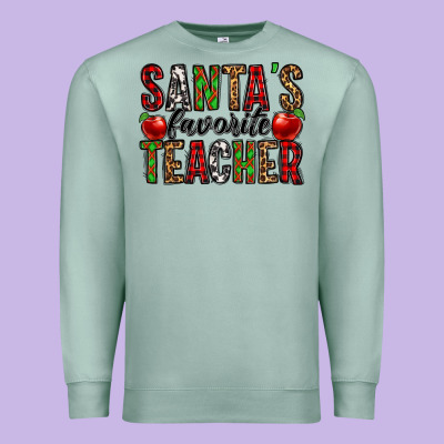 Santa's Favorite Teacher Premium Sweatshirt Designed By Jasminsmagicworld