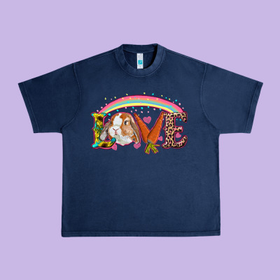 Urban Heavy Tee Easter Bunny Love With Rainbow