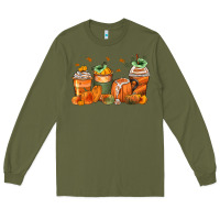 Army Green pumpkins coffee cups Long Sleeve Tee - Zillion Design Studio