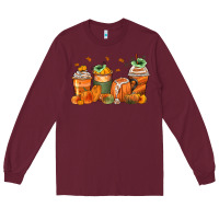 Burgundy pumpkins coffee cups Long Sleeve Tee - Zillion Design Studio