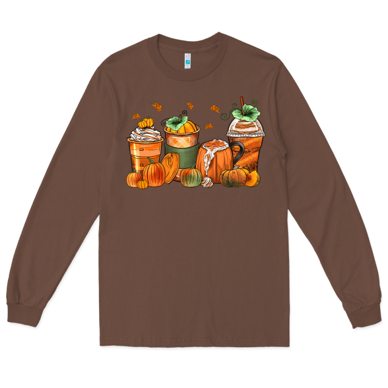 Pumpkins Coffee Cups Long Sleeve Tee by Zillion Design Studio | Teevron