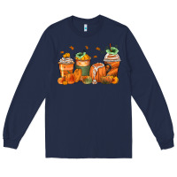Navy pumpkins coffee cups Long Sleeve Tee - Zillion Design Studio
