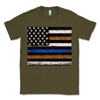 Army Green Back to blue USA flag leopard police 20oz tumbler Classic Tee - Neo Western
